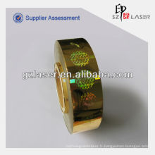 Metallic Gold Holographic Hot Stamping Foils pour le certificat et l&#39;identification